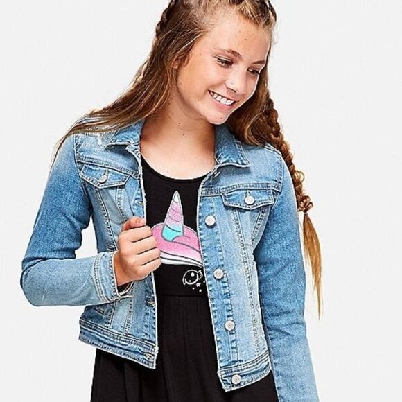 justice girls denim jacket Sz 8-10 - Picture 1 of 7